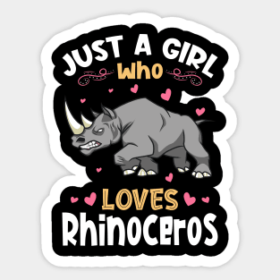 Just a Girl who Loves Rhinoceros Sticker